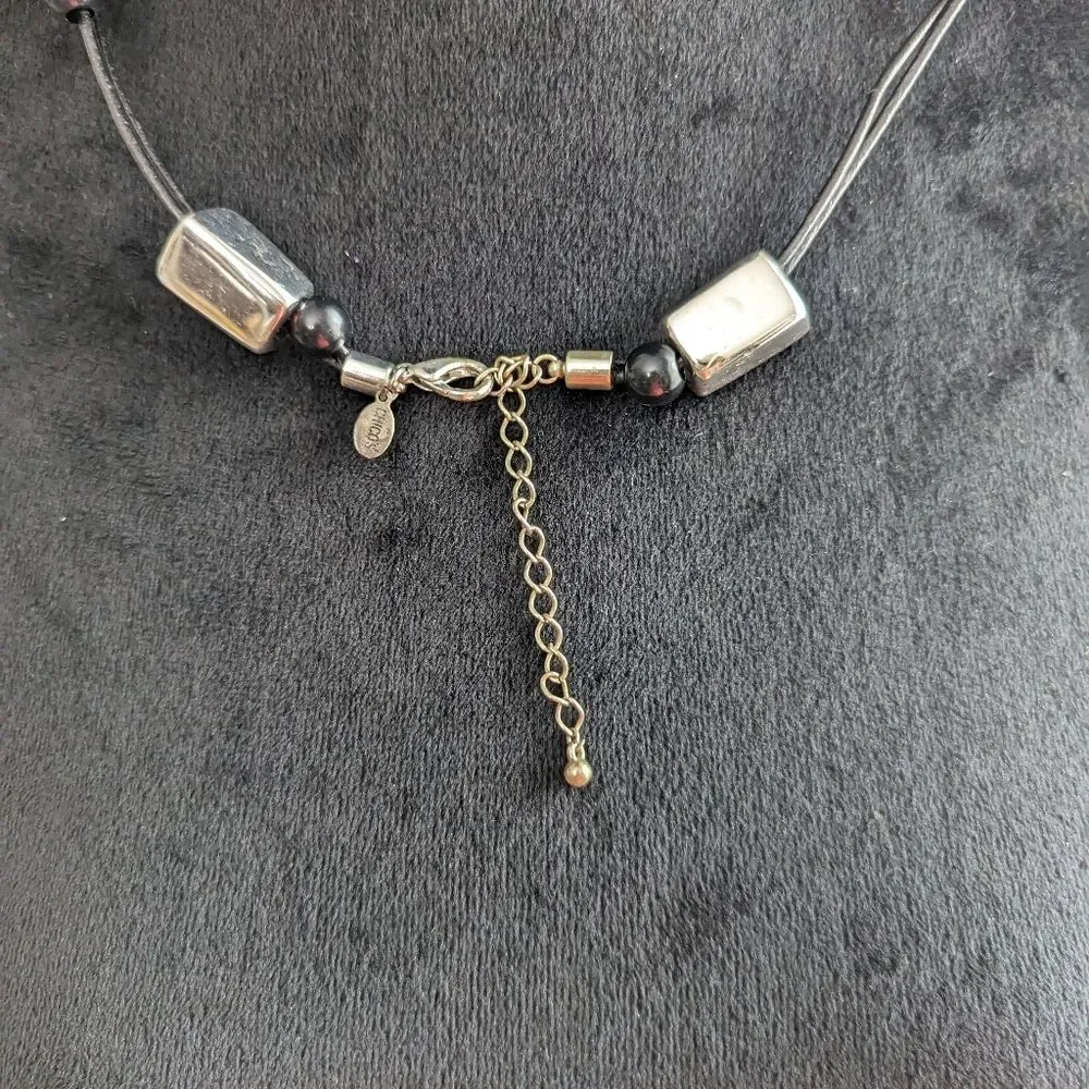 Chico's  Statement Necklace Black and Silver Tone - Picture 4 of 9